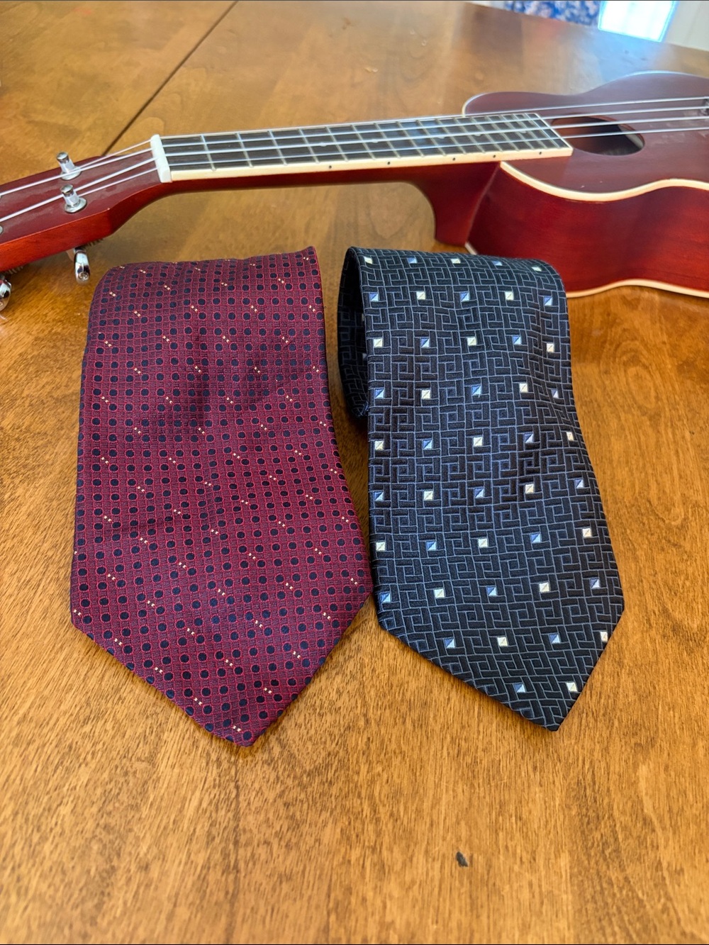 Nautica Men's Burgundy Dot Tie & Black Geometric Tie